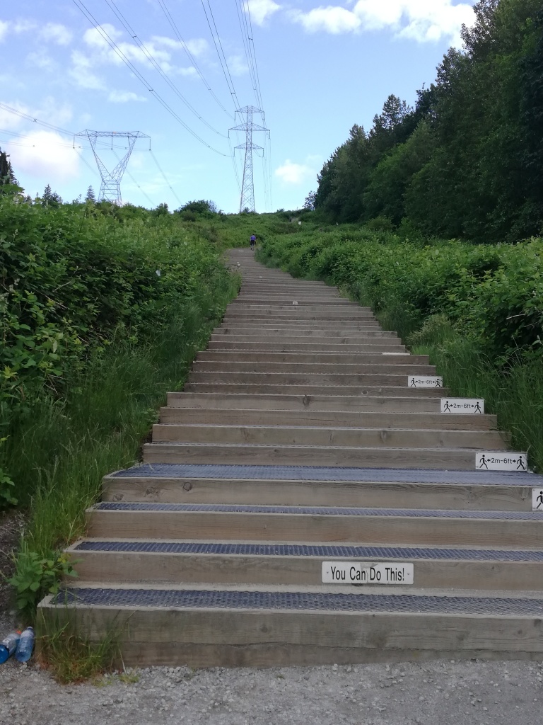 The Coquitlam Crunch stairs; view from the bottom of the east stairs.
